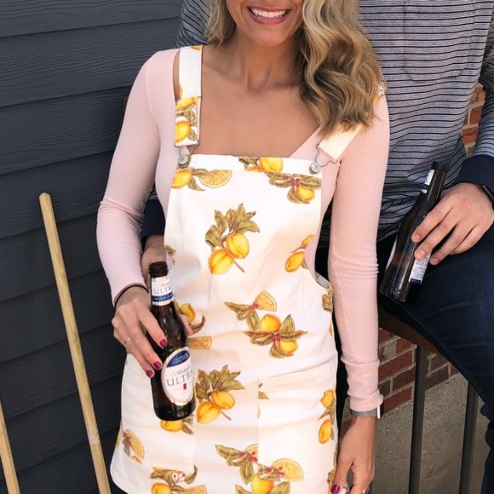 NWOT Lemon Print Jumper / Overalls Dress